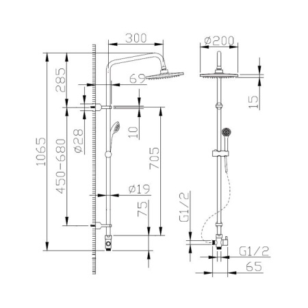 Душевая колонна без смесителя Bravat Fit R D283CP-2-RUS