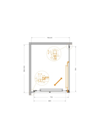 Душевой уголок CEZARES LUX-AH-FS-1-80/100-C-GM