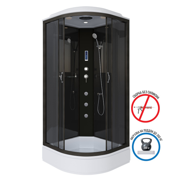 Душевая кабина Niagara Classic NG-6501-14F 90х90х215, средний поддон 26 см, стекло тонированное, алюм черный