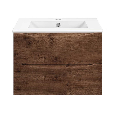 Тумба под раковину Vincea Mia Slim 700 подвесная, 2 выкатных ящика soft close, R.Wood