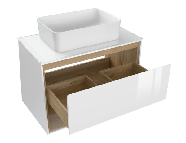 Тумба под раковину подвесная Cersanit LOUNA 80 со столешницей белый, SP-SZ-LOU80-BL/Wh