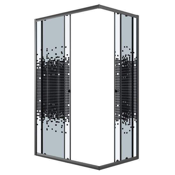 Душевое ограждение Niagara Eco NG-1018-14QBLACK (100х80х190) прямоугольник,раздвижное,черный,стекло мозаика