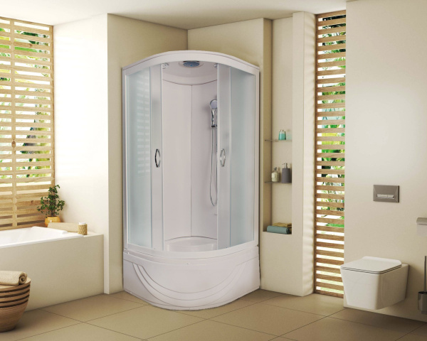 Душевая кабина Niagara Classic NG-112-15 90х90х215, высокий поддон 45 см, стенки акрил, стекло матовое, белый