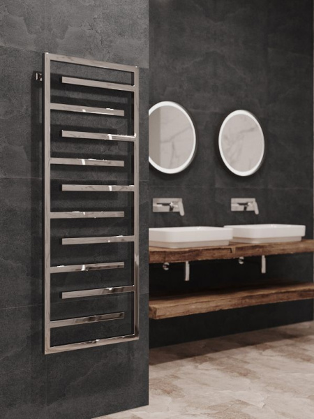 Полотенцесушитель водяной Stinox Corsica 500x1400, нижнее подключение, хром, 1/2" ВР (внутренняя резьба), 10 перекладин