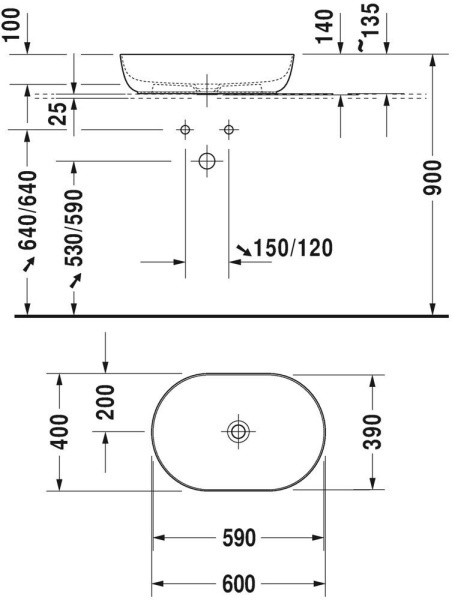 Раковина накладная Duravit Luv 0379600000 60 см