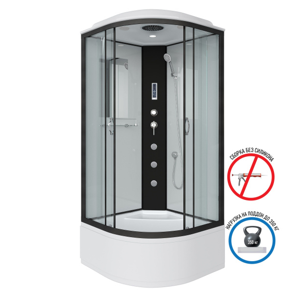 Душевая кабина Niagara Classic NG-6707-14F 80х80х215, высокий поддон 40 см, стекло прозрачное, черные профиля