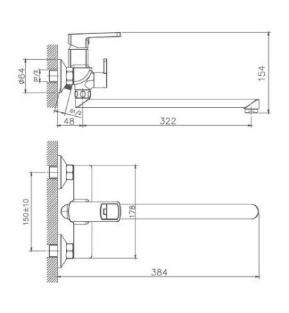 Смеситель для ванны Haiba HB22176