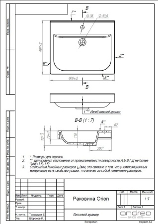 Раковина Andrea Orion 50 4680028070382