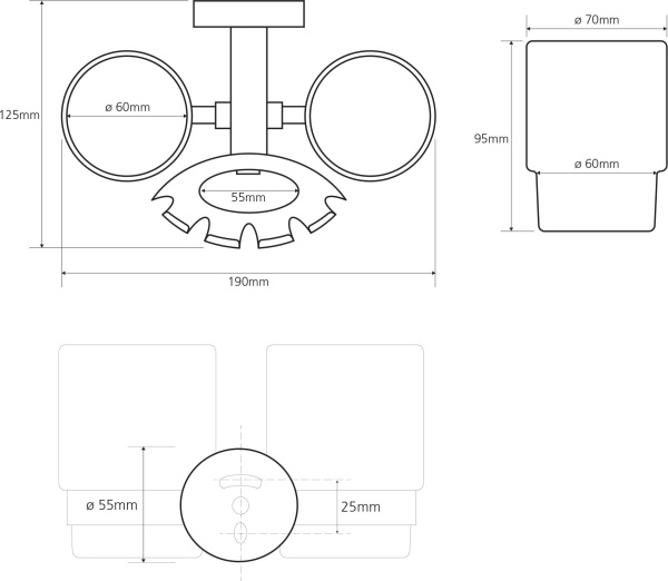 Держатель для зубных щеток и пасты со стаканами Bemeta Omega 104110042
