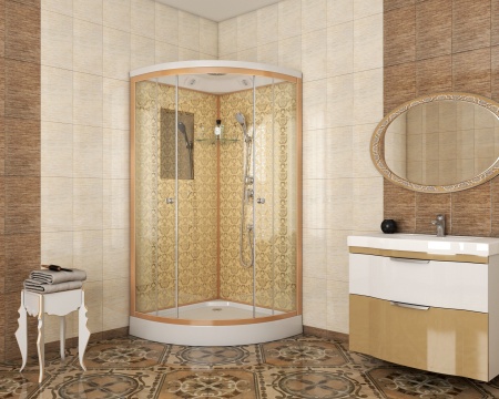Душевая кабина Niagara Luxe NG-7701G 90x90х210, низкий поддон 15 см, стенки золото
