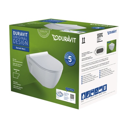 Duravit No.1 Унитаз подвесной 54х36см, безободковый, сиденье микролифт, цвет: белый 45820900A1