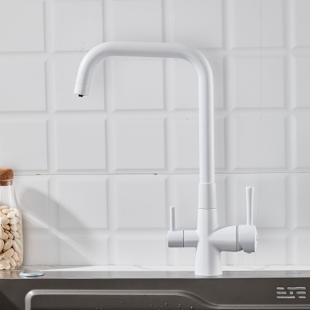 Смеситель для кухни с подключением фильтра Shevanik S528C, белый