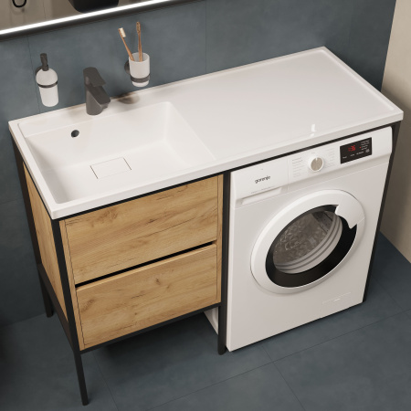 Раковина STWORKI Флом SFnS1200L на стиральную машину, с кронштейном