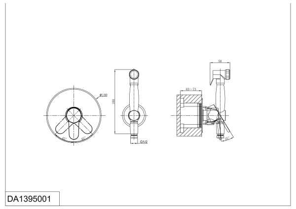 Смеситель с гигиеническим душем встраиваемый D&K Rhein Marx DA1395001
