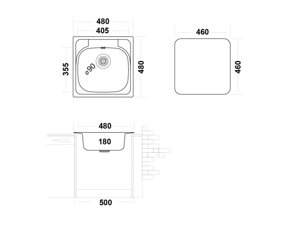 Кухонная мойка UKINOX Гранд GRP480.480 -GT8K 0C, 48*48