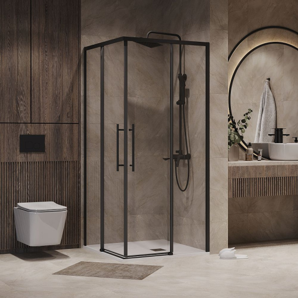 Душевое ограждение  Niagara Nova  NG-6830-34BLACK (100*100*195) квадрат, двери раздвижные