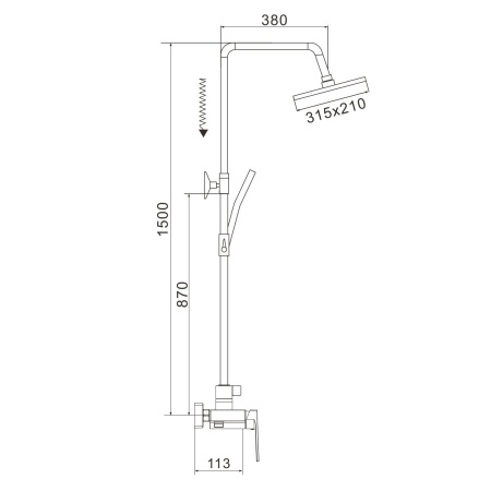 Душевая система Rose R1836T-6, пепельный