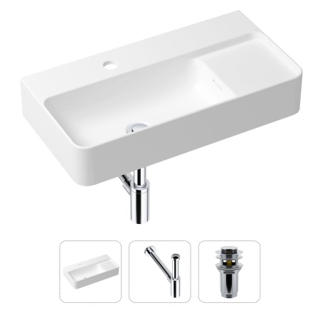 Комплект 3 в 1 Lavinia Boho Bathroom Sink 21520492: накладная фарфоровая раковина 60 см, металлический сифон, донный клапан