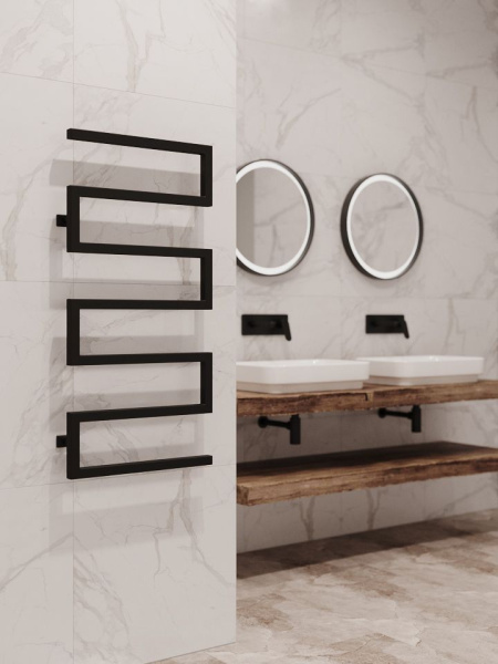 Полотенцесушитель водяной Stinox Ultra 500x1000, боковое подключение, хром, 1/2" ВР (внутренняя резьба), 7 перекладин