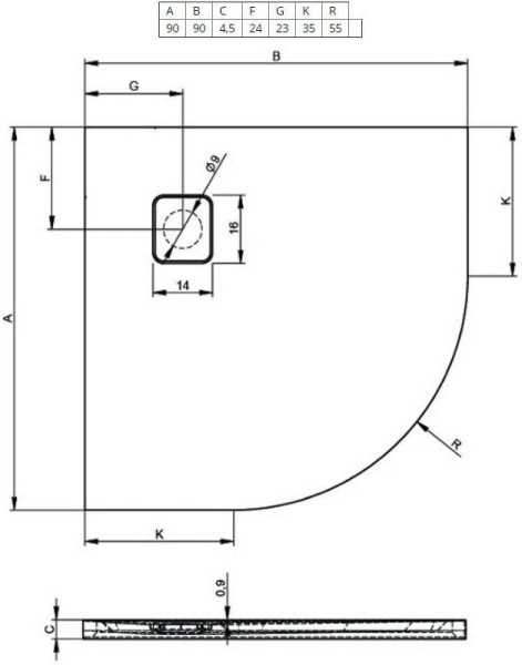 Душевой поддон Riho Basel 451 DC981700000000S 90x90
