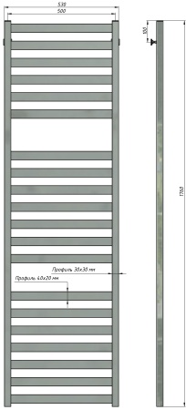 Полотенцесушитель водяной Stinox Verona Luxe 500x1800, нижнее подключение, хром, 1/2" ВР (внутренняя резьба), 20 перекладин
