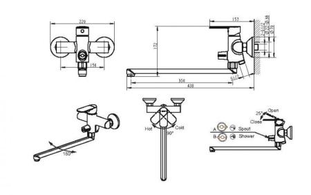Смеситель для ванны Bravat Louise F6191183CP-01L-RUS