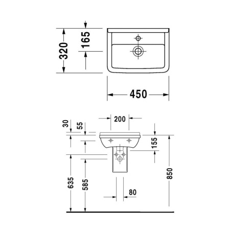 Раковина подвесная Duravit Starck 3 45х32 0750450000