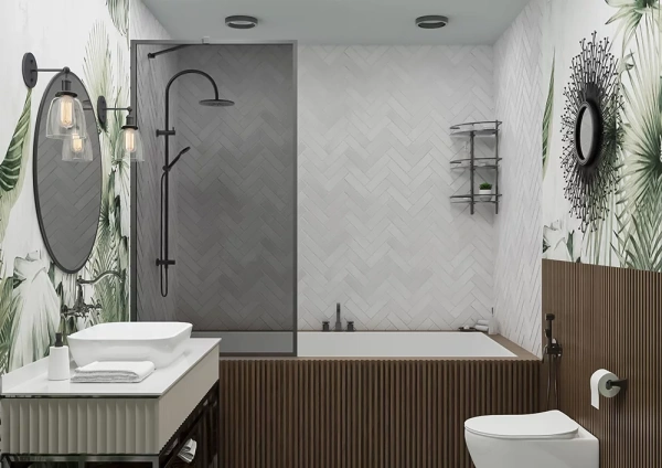 Шторка на ванну Veconi Palau PL-85GR, 900x1500, графит брашинг, стекло тонированное