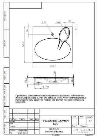 Раковина Andrea Comfort 4680028070337