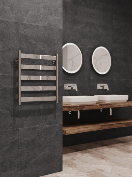 Полотенцесушитель водяной Stinox Napoli 500x600, нижнее подключение, хром, 1" НР (наружная резьба), 5 перекладин