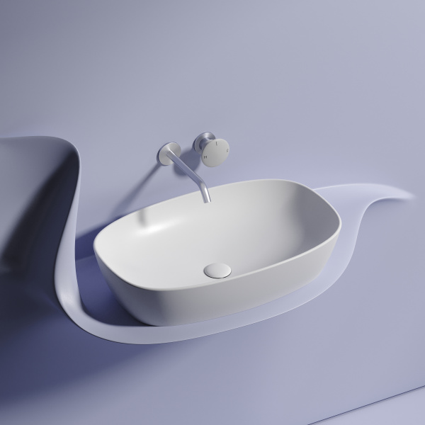 Умывальник Ceramicanova чаша накладная овальная (цвет Серый Матовый) Element 600x380x138мм