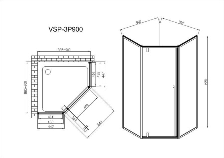 Душевой уголок Vincea Penta VSP-3P900CL, 900*900, хром, стекло прозрачное