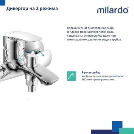 Смеситель для ванны и душа Milardo RORSB00M02