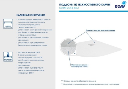 Душевой поддон полукруглый RGW ST/R-W Белый, 1000x1000