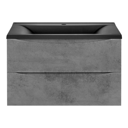 Тумба Vincea Mia 800 подвесная, 2 выкатных ящика soft close, Beton с умывальником VCB-3M800B из кварцевого камня, цвет черный