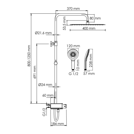 A113.119.101.CH Thermo Душевой комплект WasserKRAFT с термостатическим смесителем