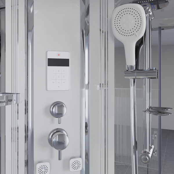 Душевая кабина Niagara Ultra NG-709-01 100х100х220, высокий поддон 48 см, стекло прозрачное с рисунком