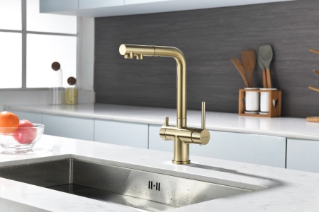 Смеситель для кухни SERPENTINE, светлое золото, Se213222-LG, Paulmark