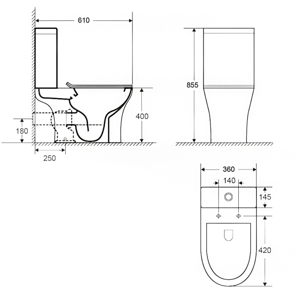 Унитаз напольный безободковый Bauedge Spectrum SP0001, белый