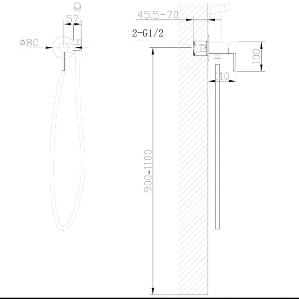 Смеситель ABBER Wasser Kreis AF8125B с гигиеническим душем, черный матовый