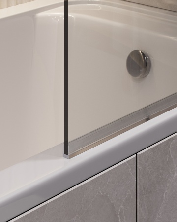 Timo Шторка для ванны поворотная TCM-70/03C-6 на монопетле 1400*700, профиль черный, стекло прозрачное 6 мм