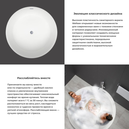Акриловая ванна в наборе 3 в 1: отдельностоящая ванна, ножки, экран Wellsee Pour Plus 237101000