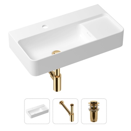 Комплект 3 в 1 Lavinia Boho Bathroom Sink 21520496: накладная фарфоровая раковина 60 см, металлический сифон, донный клапан