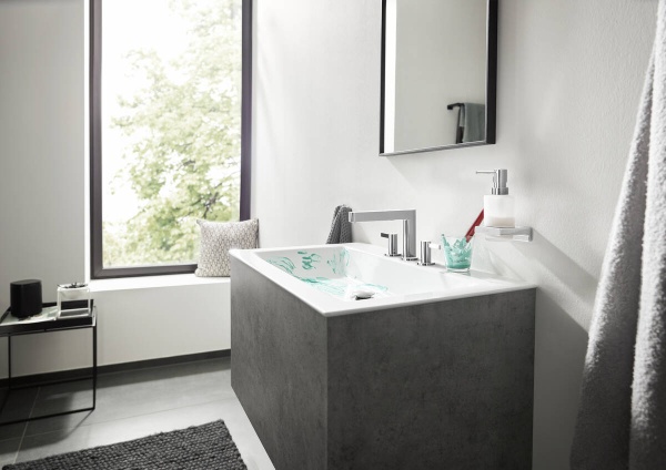 Hansgrohe Finoris Смеситель для раковины на 3 отверстия 110 со сливным клапаном Push-Open белый матовый 76033700