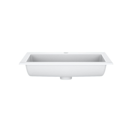 Тумба Vincea Luka 600 подвесная, 2 выкатных ящика soft-close, R.Oak с умывальником VCB-13600W из искусственного камня, цвет белый