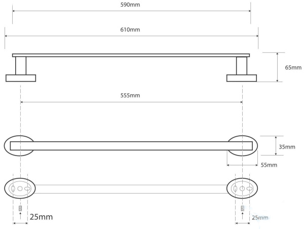 Держатель для полотенец Bemeta Oval 118404041 (61 см)