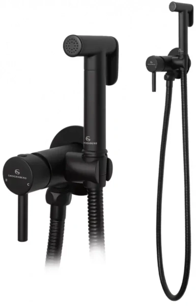 Смеситель встраиваемый с гигиеническим душем Grocenberg GB001 Черный матовый