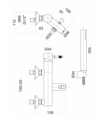 Смеситель для ванны Fiore Xenon 44NN5150, черный