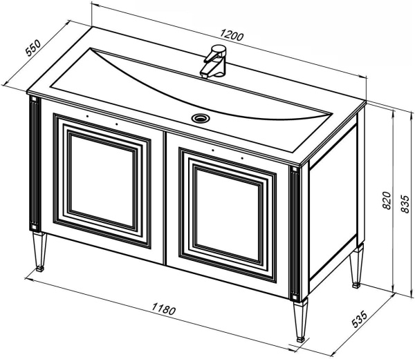 Тумба под раковину Aquanet Паола 120 белый/серебро