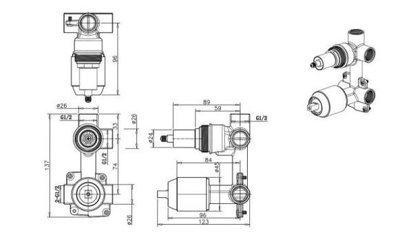 Внутреннее тело 2-функц. Bravat Built-in D982BW-B-ENG